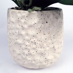 Leaf 60cm Pure White Artificial Orchid with Ceramic Bubble Planter in Green - thumbnail 3
