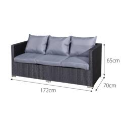 Oseasons Acorn Deluxe Rattan 10 Seat Lounge Sofa Set in Black - thumbnail 4
