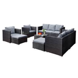 Oseasons Acorn Deluxe Rattan 10 Seat Lounge Sofa Set in Black - thumbnail 2