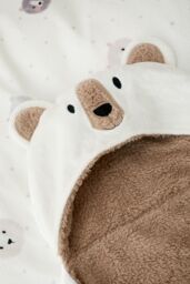 Catherine Lansfield 'Cosy Bear' So Soft Fleece Hooded Blanket in Natural - thumbnail 2