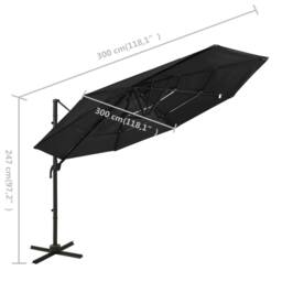 Berkfield Home 4-Tier Parasol with Aluminium Pole Black 3x3 m - thumbnail 8