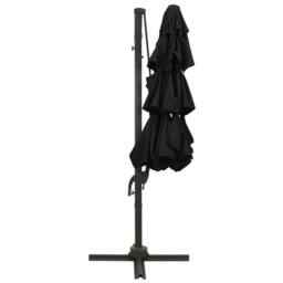 Berkfield Home 4-Tier Parasol with Aluminium Pole Black 3x3 m - thumbnail 4