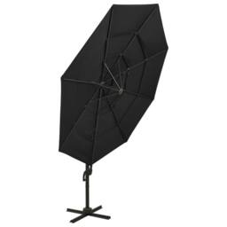 Berkfield Home 4-Tier Parasol with Aluminium Pole Black 3x3 m - thumbnail 3