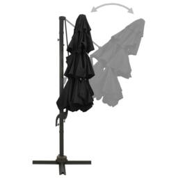 Berkfield Home 4-Tier Parasol with Aluminium Pole Black 3x3 m - thumbnail 5
