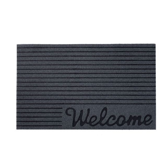 Nicoman Embossed Welcome in Corner Indoor & Outdoor Door Mat in Dark Grey - Size: 44 cm x 75 cm - image 1