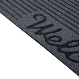 Nicoman Embossed Welcome in Corner Indoor & Outdoor Door Mat in Dark Grey - Size: 44 cm x 75 cm - thumbnail 2