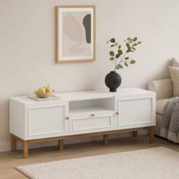 Wyld Haus Turku TV Unit Light Grey with Oak Detail 2 Doors 1 Drawer