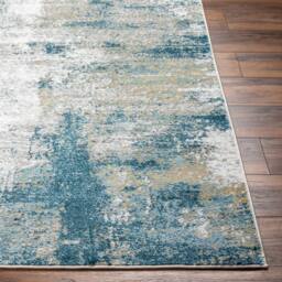 Livabliss San Francisco-Abstract Blue Grey Yellow Brown Modern Marble Living Rug in Teal - Size: 160 cm x 215 cm - thumbnail 5