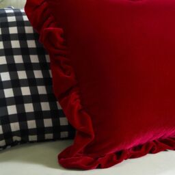 OHS 2 Pack Ultra Soft Velvet Plush Square Cushion Covers, Burgundy - Size: 45 cm x 45 cm - thumbnail 2