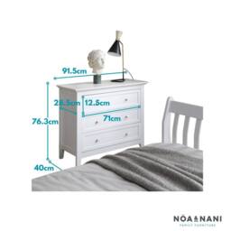 Nöa and Nani Torsby Chest of Drawers 3 Drawer Wide in White - thumbnail 3