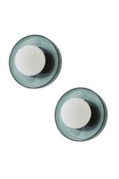 ValueLights Newbury Pair of Glass with Globes IP44 Bathroom Wall Lights & Bulbs in Jade