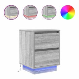 Berkfield Home Bedside Cabinet with LED Lights¬†Grey Sonoma 38x34x50 cm - Size: 38 x 34 x 50 cm - thumbnail 2