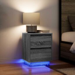 Berkfield Home Bedside Cabinet with LED Lights¬†Grey Sonoma 38x34x50 cm - Size: 38 x 34 x 50 cm - thumbnail 5