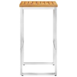 Berkfield Home Bar Chairs 4 pcs Solid Acacia Wood & Stainless Steel in Brown - thumbnail 4