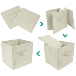KORVIXA Beige 2X FOLDABLE CANVAS STORAGE COLLAPSIBLE - thumbnail 3