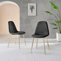 FurnitureboxUK Novara 100cm Round Black Leg Dining Table & 2 Corona Gold Chairs - thumbnail 8