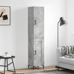 Berkfield Home Highboard Concrete Grey 34.5x34x180 cm Engineered Wood - thumbnail 2