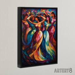 "Artery8 Latino Merengue Dancers Colourful Framed Canvas Wall Art Print - Size: W12"" x H16""" - thumbnail 2