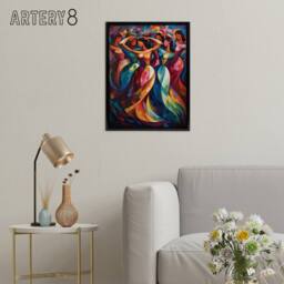 "Artery8 Latino Merengue Dancers Colourful Framed Canvas Wall Art Print - Size: W12"" x H16""" - thumbnail 3