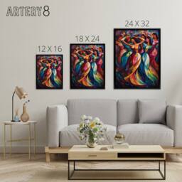 "Artery8 Latino Merengue Dancers Colourful Framed Canvas Wall Art Print - Size: W12"" x H16""" - thumbnail 4