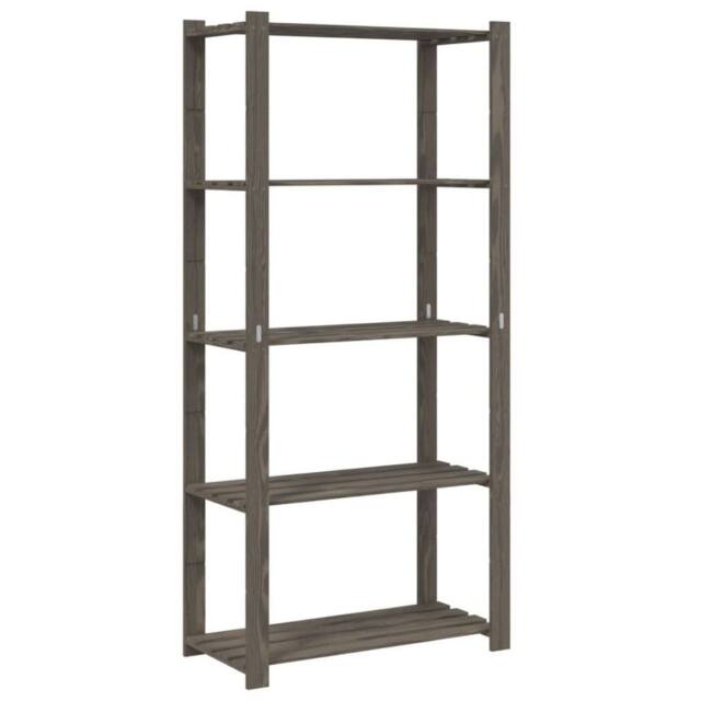 Berkfield Home 5-Tier Storage Rack Grey 80x38x170 cm Solid Wood Pine - Size: 80 x 38 x 170 cm - image 1