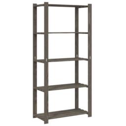Berkfield Home 5-Tier Storage Rack Grey 80x38x170 cm Solid Wood Pine - Size: 80 x 38 x 170 cm