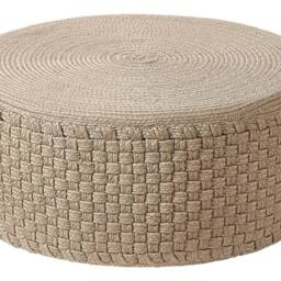 Wyld and Coco Handwoven Beige Round Outdoor Pouffe 70 cm - Braided Boho Ottoman - thumbnail 2