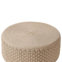 Wyld and Coco Handwoven Beige Round Outdoor Pouffe 70 cm - Braided Boho Ottoman - thumbnail 3