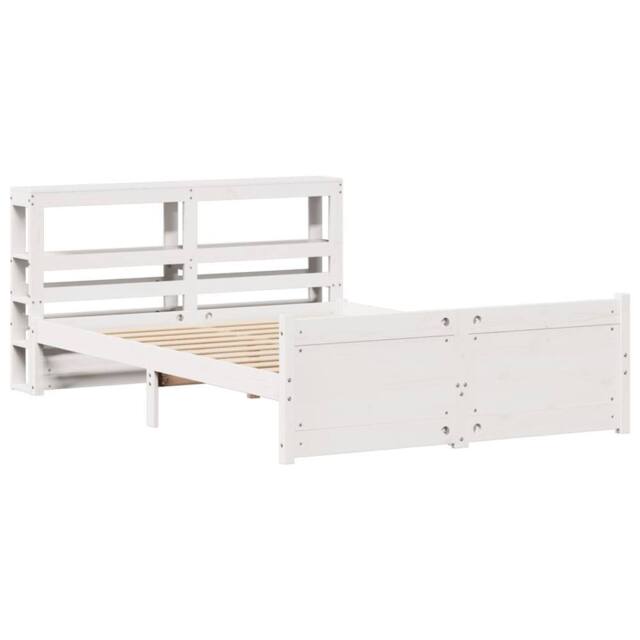 Berkfield Home Beautiful Bed Frame with Headboard without Mattress White 120x200 cm - Size: Small Double - image 1