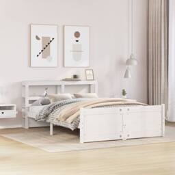 Berkfield Home Beautiful Bed Frame with Headboard without Mattress White 120x200 cm - Size: Small Double - thumbnail 2