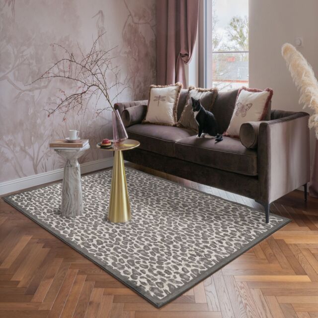 Desire Rugs Mayfair Living Room Area Rug Metallic Sheen Modern Leopard Design in Black - Size: 200 cm x 290 cm - image 1