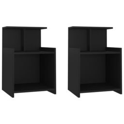 Berkfield Home Bed Cabinets 2 pcs Black 40x35x60 cm Engineered Wood - Size: 40 x 35 x 60 cm - thumbnail 2
