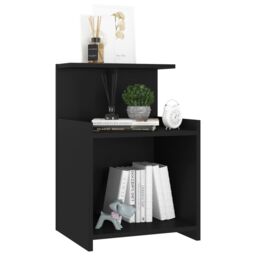 Berkfield Home Bed Cabinets 2 pcs Black 40x35x60 cm Engineered Wood - Size: 40 x 35 x 60 cm - thumbnail 6