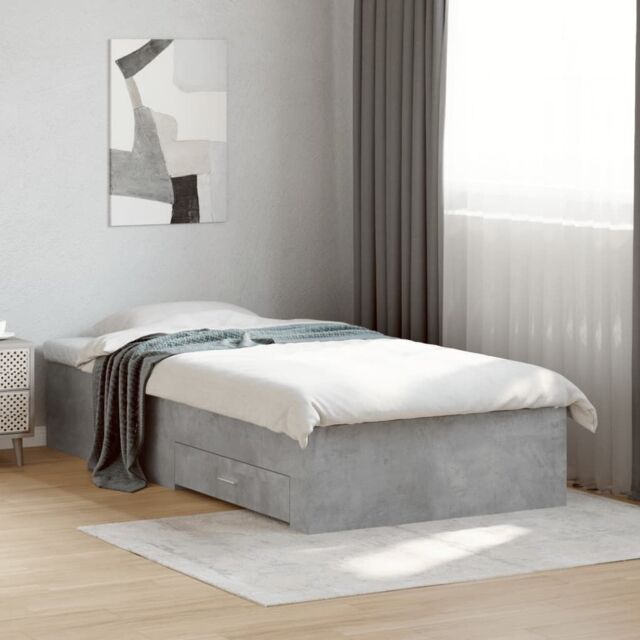 Berkfield Home Bed Frame with Drawers without Mattress Concrete Grey 100x200 cm - image 1