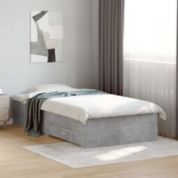 Berkfield Home Bed Frame with Drawers without Mattress Concrete Grey 100x200 cm - thumbnail 3