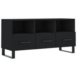 Berkfield Home TV Cabinet Black 102x36x50 cm Engineered Wood - Size: 102 x 36 x 50 cm - thumbnail 3