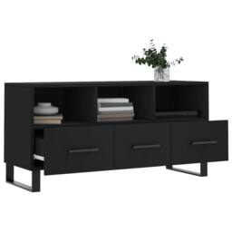 Berkfield Home TV Cabinet Black 102x36x50 cm Engineered Wood - Size: 102 x 36 x 50 cm - thumbnail 4