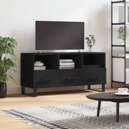 Berkfield Home TV Cabinet Black 102x36x50 cm Engineered Wood - Size: 102 x 36 x 50 cm - thumbnail 2