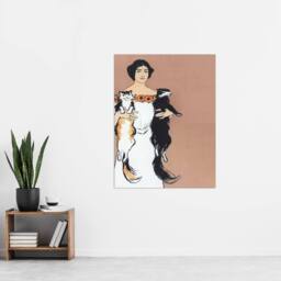 "Artery8 Woman Holding Two Cats Drawing Vintage Wall Art Print Penfield in Pink - Size: W12"" x H16""" - thumbnail 4