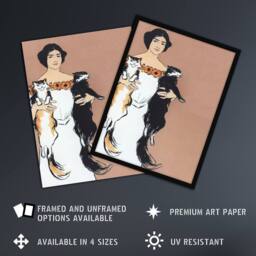 "Artery8 Woman Holding Two Cats Drawing Vintage Wall Art Print Penfield in Pink - Size: W12"" x H16""" - thumbnail 2