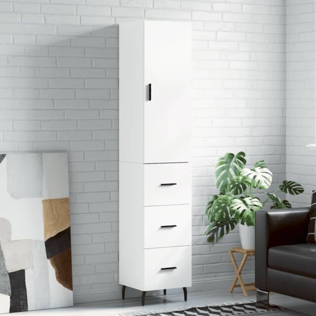 Berkfield Home Highboard White 34.5x34x180 cm Engineered Wood - image 1