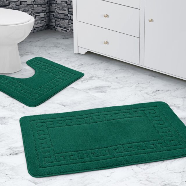 Velosso Greek Key Bathmat Set - Antislip in Emerald - image 1