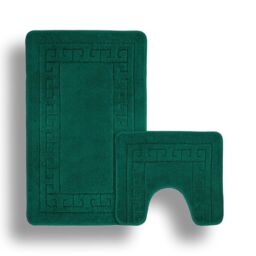 Velosso Greek Key Bathmat Set - Antislip in Emerald - thumbnail 2