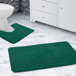 Velosso Greek Key Bathmat Set - Antislip in Emerald - thumbnail 1