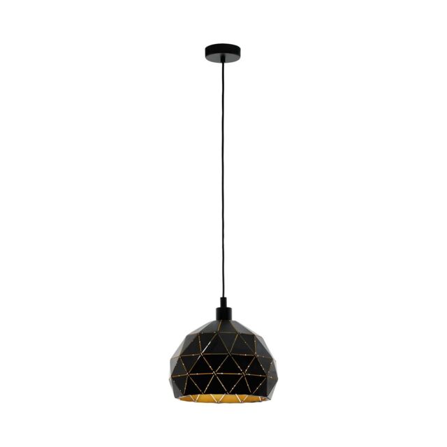 Loops Pendant Ceiling Light Colour Black Faceted Outer Gold Inner Shade Bulb E27 1x60W - image 1