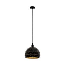 Loops Pendant Ceiling Light Colour Black Faceted Outer Gold Inner Shade Bulb E27 1x60W - thumbnail 1