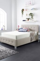 Aspire End Lift Ottoman Storage Bed, Beige Linen - Size: Small Double - thumbnail 3