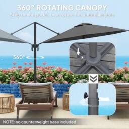 OUTSUNNY 3 x 3(m) Cantilever Parasol with Cross Base, Garden Umbrella in Black - thumbnail 4