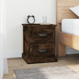 Berkfield Home Bedside Cabinet Smoked Oak 39x39x47.5 cm Engineered Wood in Brown - thumbnail 1