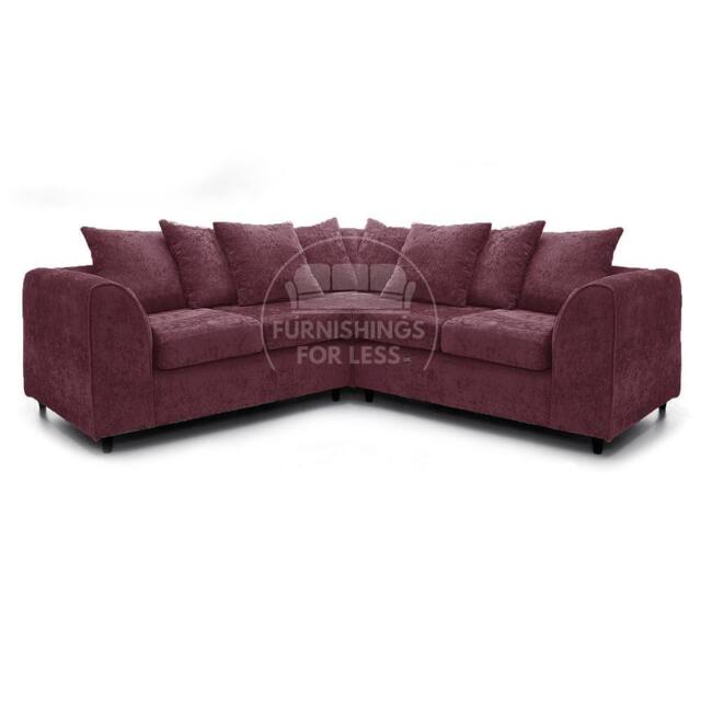 Furnishings For Less UK Monaco 5 Seater Chenille Fabric Sofa L Shaped 2 Corner 2 Scatter Back in Purple - image 1